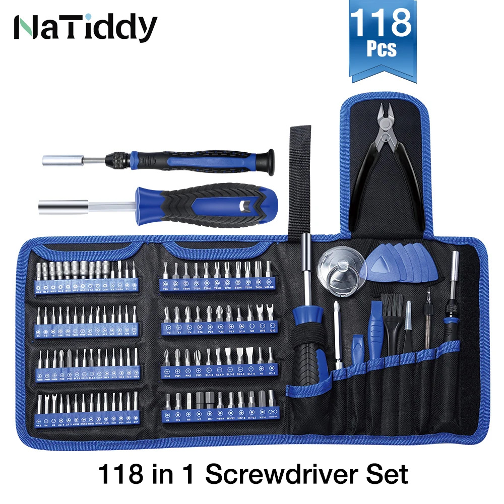 

Набор отверток 118 в 1, набор магнитных инструментов для ремонта с 110 насадками, Набор прецизионных отверток, сумка для телефона, бытовой товар
