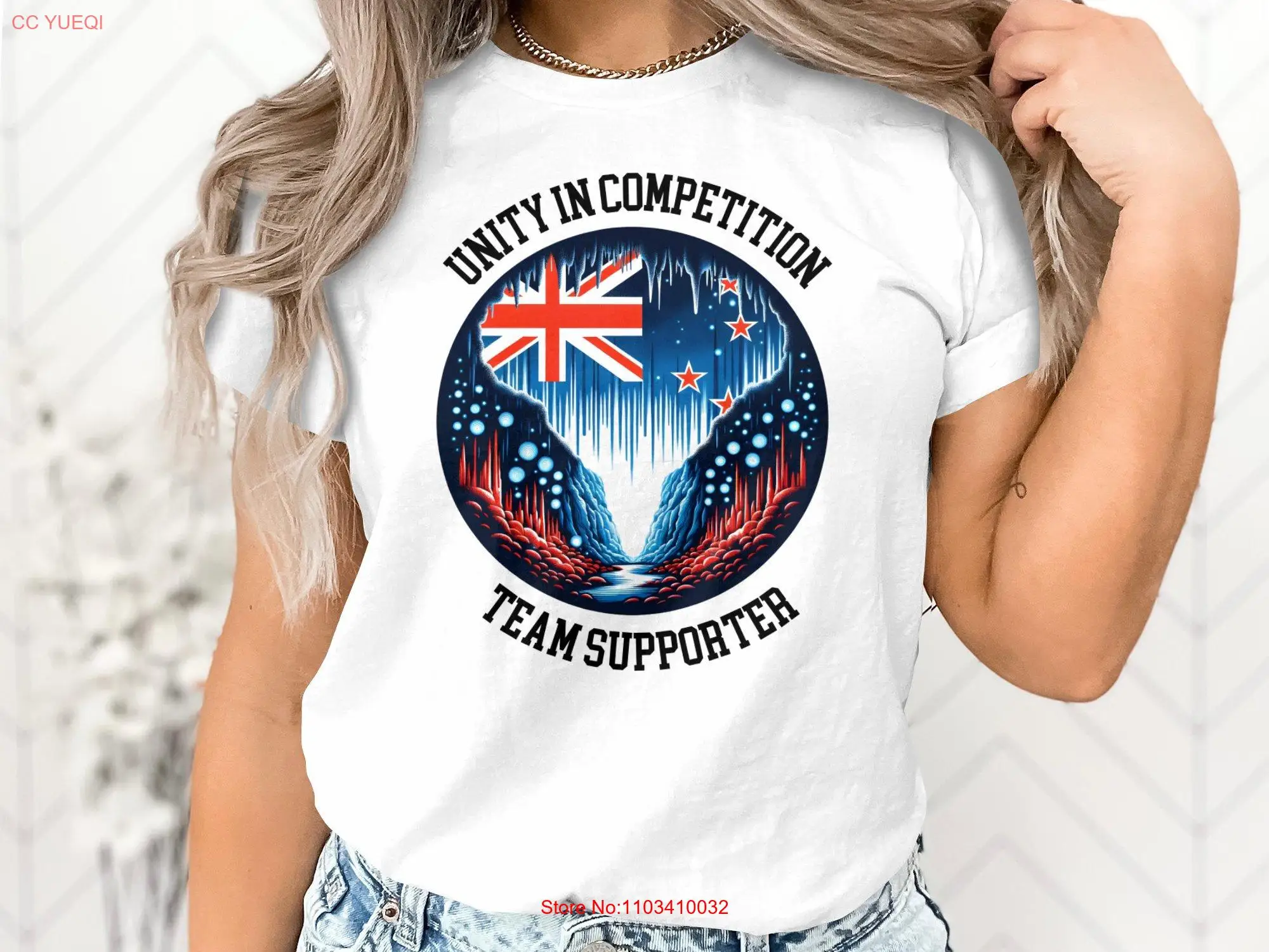 Футболка Unity in Competition Team Supporter Patriotic Sports Fan PrinT National Pride Одежда с длинными или