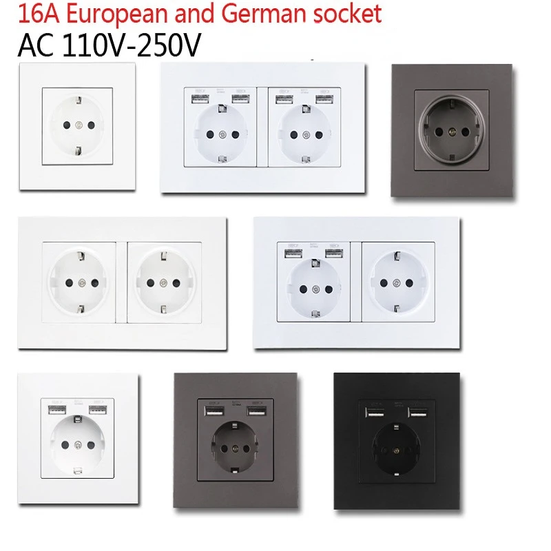 

16A European standard German USB wall panel concealed double European German standard German standard power socket