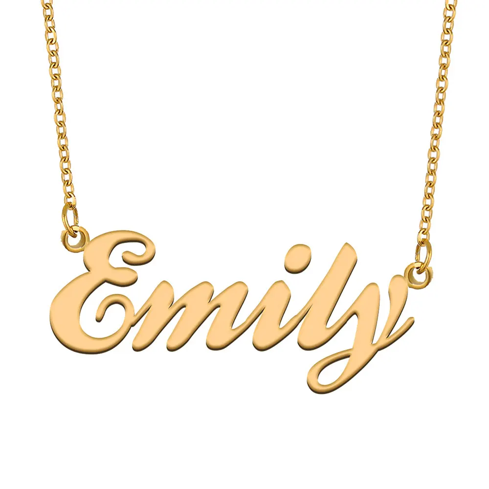 

Emily Name Necklace for Women Stainless Steel Jewelry Gold Plated Nameplate Chain Pendant Femme Mothers Girlfriend Gift