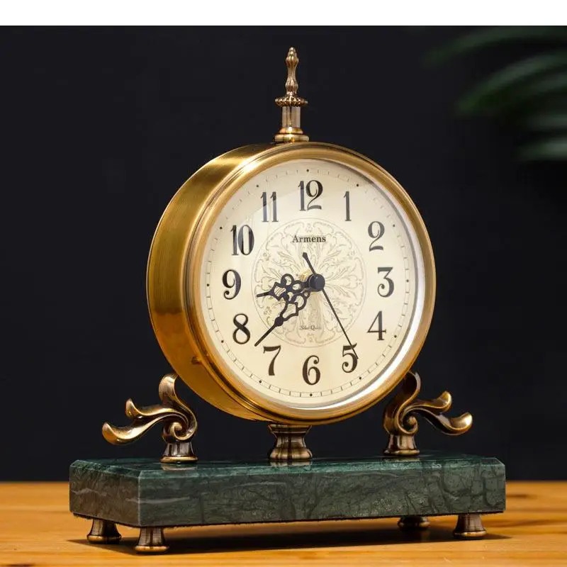 Ретро золотые настольные часы бесшумные с иглами для украшения гостиной