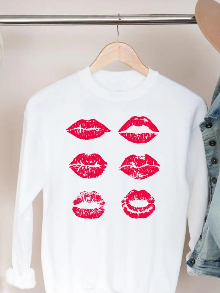 

Lip Watercolor Sexy Trend Cute Casual Printing Autumn Spring Fall Pullovers For Women Graphic Sweatshirts Top Female Clothing