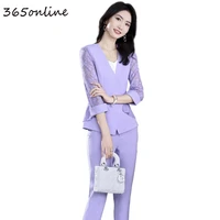 fashion lace business suits women ol styles work wear spring summer ladies office professional blazers trousers set pantsuits