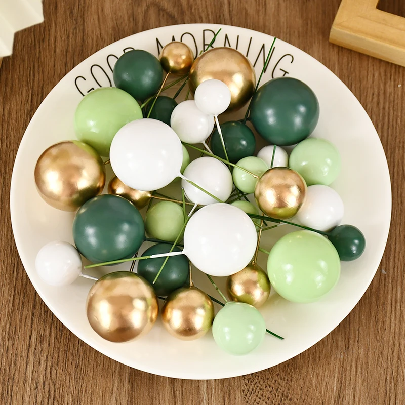 32 Шт. Мини-зеленые Шарики Из Пенопласта И Палочки Для Украшения Торта Сувениры