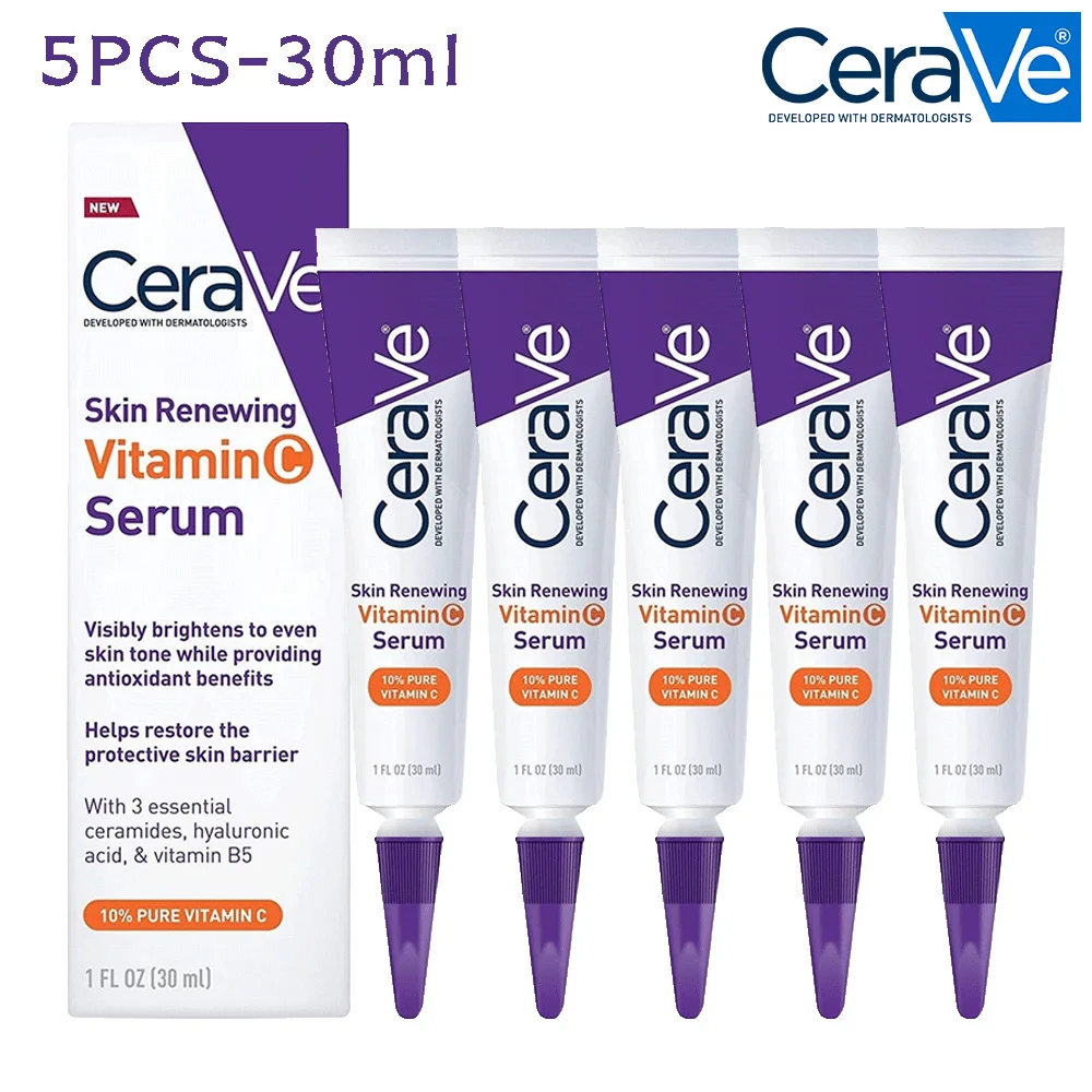 

5PCS CeraVe Renewing Vitamin C Serum 30ml Anti-aging Reduce Fine Lines Moisturizing Nourishing Hyaluronic Acid Repair Barrier