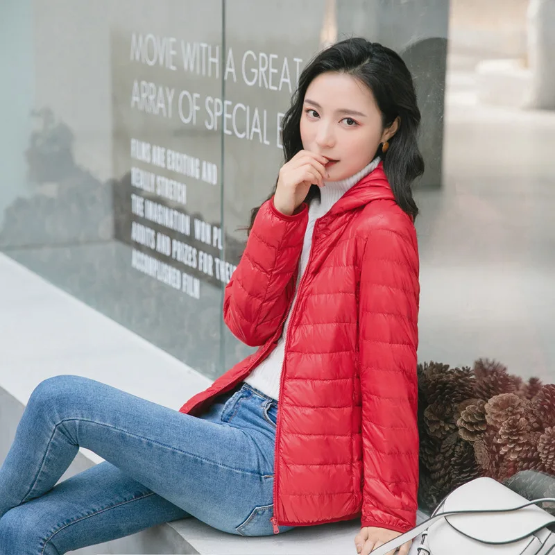 Women Thin Down Jacket White Duck Down Ultralight Jackets Autumn Winter Warm Coats Portable Outwear Multiple Colors Available