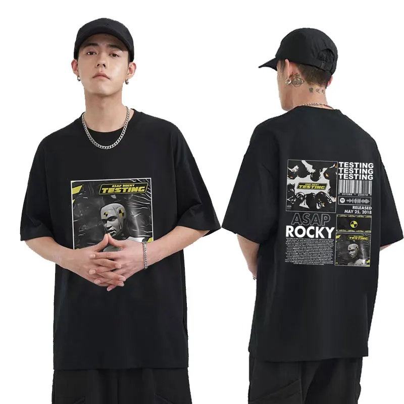 

Hot Sale Hip Hop Rapper Asap Rocky Testing Album Print T Shirts All-match Men Women Oversized O-collar T-shirt Male Cotton Tees