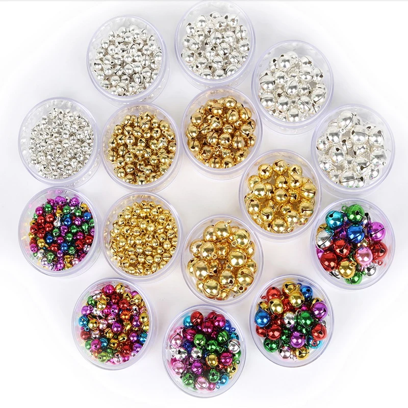 

20-100Pcs/lot 6/8/10/12/14mm Loose Beads Small Jingle Bells Christmas Decoration Pendants DIY Crafts Handmade Accessories