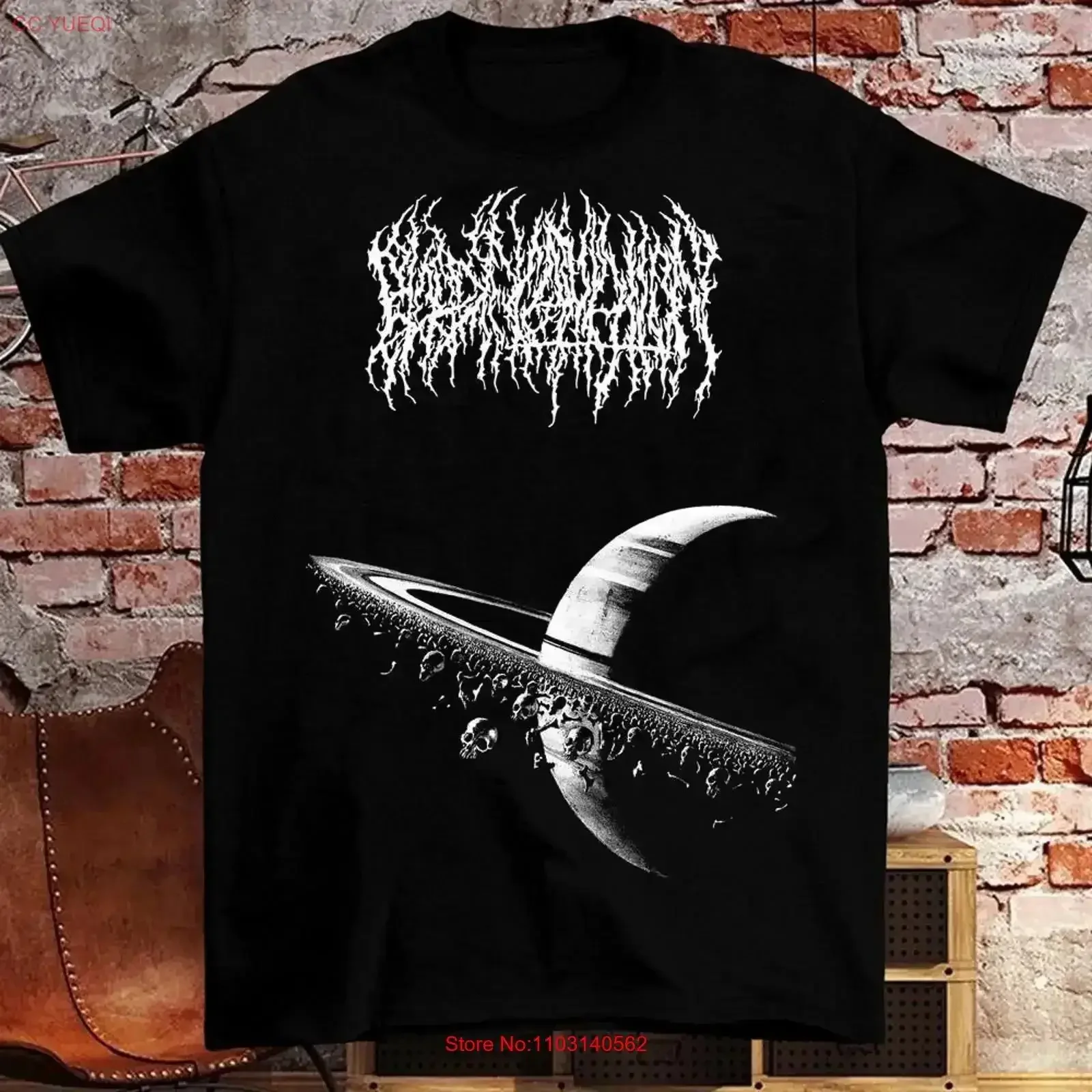 Фото Винтажная футболка с принтом Blood Incantation, черная, с эффектом потертости, слегка дышащая, модная, стильная, повседневная. №1