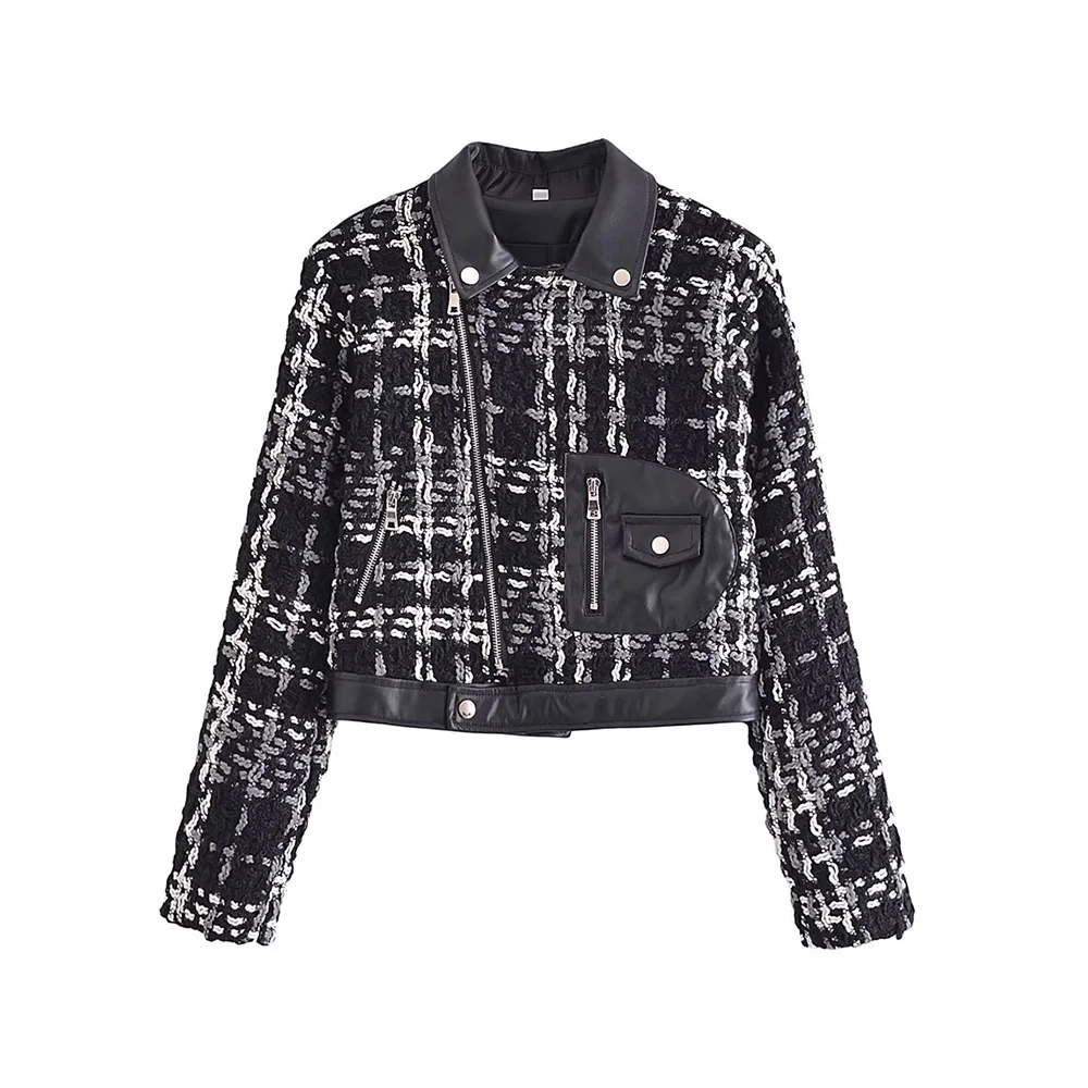 

DiYiG Women 2022 New Fashion Autumn Winter New Long Sleeve Faux Leather Jacket Vintage Turndown Collar PU Motorcycle Jacket