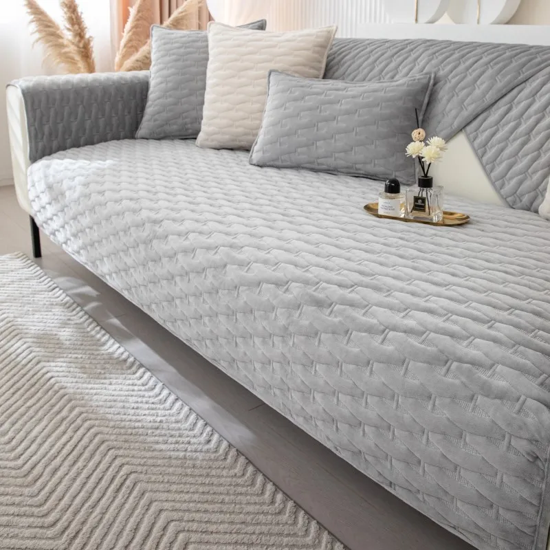 

Crystal Plush Sofa Covers Non-Slip Couch Cover For Living Room Chaise Lounge Sofa Cushion Winter Warm Nordic Corner Sofa Towel