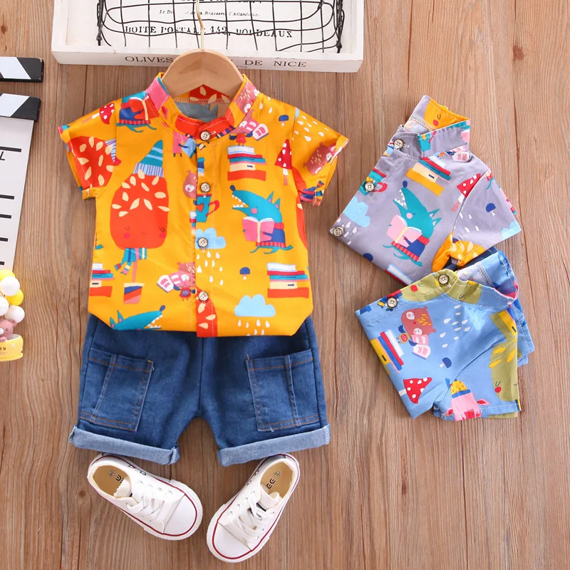 

Рубашка с коротким рукавом и джинсовые шорты для мальчиков 1- 4 лет