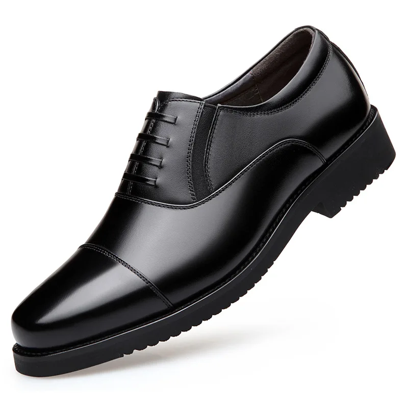 

Business Genuine Leather Shoes Men Breathable Rubber Formal Dress Wedding Shoes Male Wear Soft Bottom Soft Surface Men's Pumps