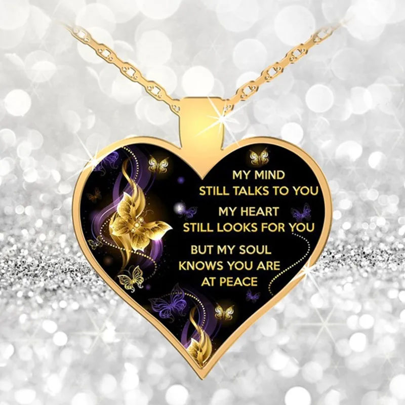 

Mind Still Talks Heart Still Looks for But My Soul Know You're At Peace Necklace Keychain,Butterfly Necklace Memorial Jewelry