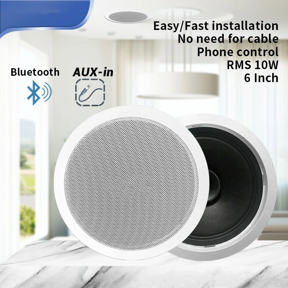 

Waterproof Built In Digital Class D Amplifier Bluetooth-compatible Ceiling Speaker 10W 6inch Active LoadSpeaker for Indoor Audio