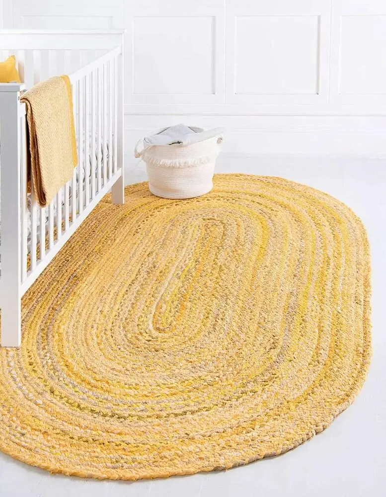 

Овальный плетеный коврик из 100% натурального хлопка, двусторонний современный коврик для улицы, коврики для спальни, Декор для дома
