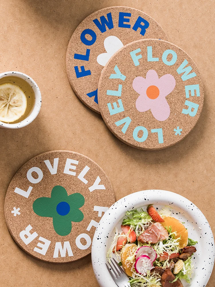 Круглая мягкая деревянная подставка для чашки 17 5 см Цветочная чаек и кофе