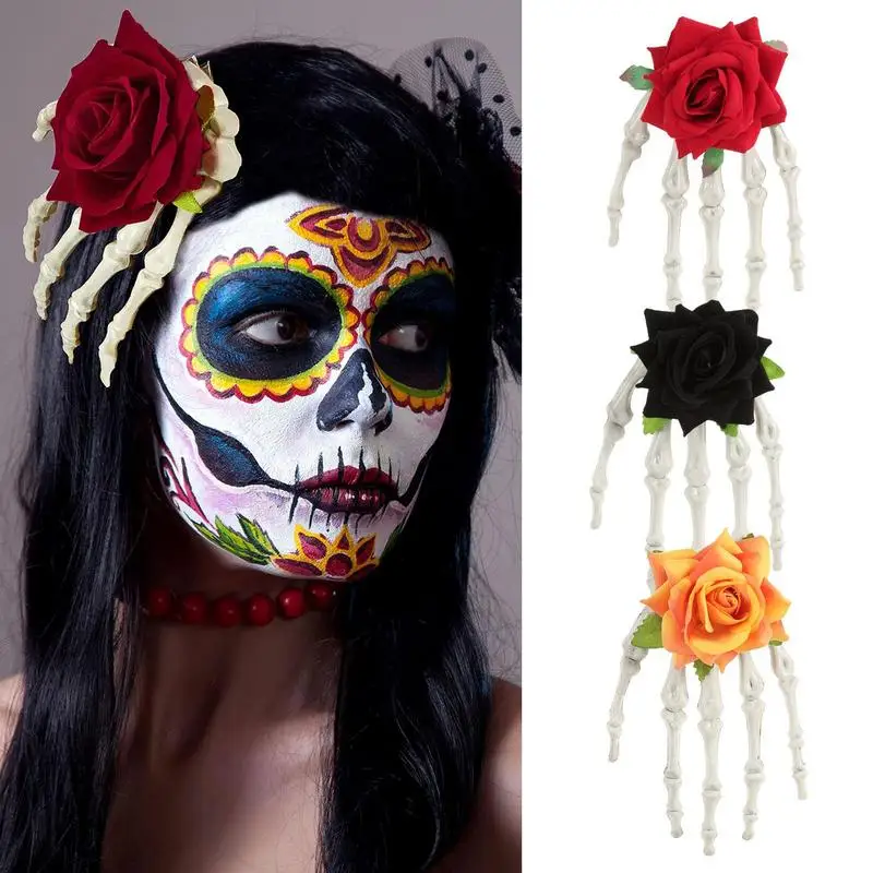 Skull Hand Bone Hand Hairpin Hair Accessories Gothic Skeleton Hair Clips Claw Jewelry Headwear For Girl Women Halloween Decor