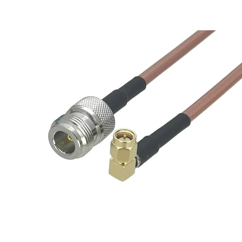 

1Pcs RG142 N Female jack to SMA Male Plug Right angle Connector RF Coaxial Jumper Pigtail Cable 6inch~10M