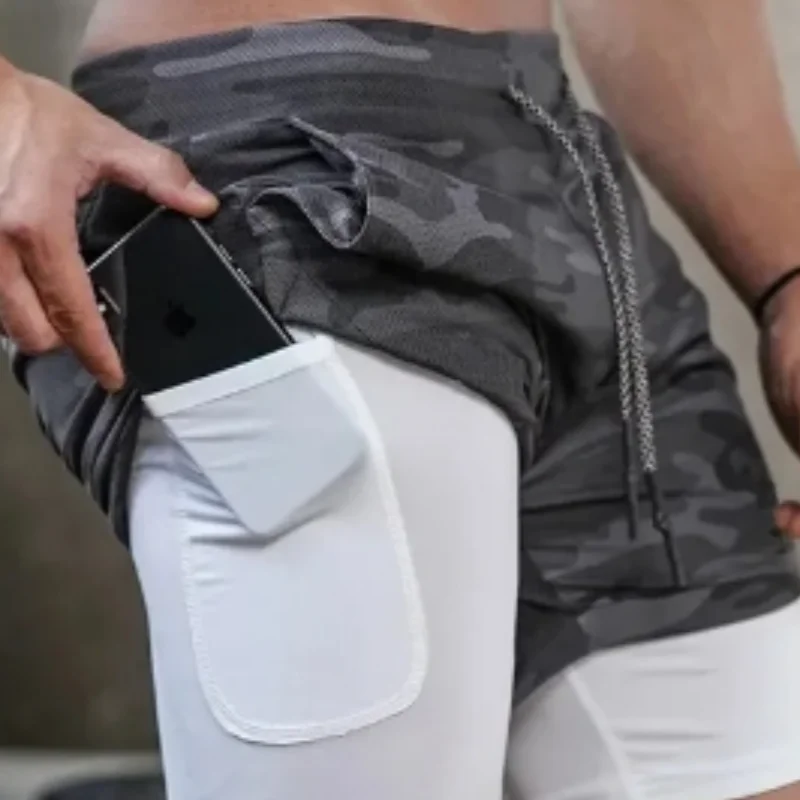 Pantalones Cortos De Gimnasio Anime Para Hombre 2 En 1 двойной Capa быстрый абсорбирующий Correr Performance