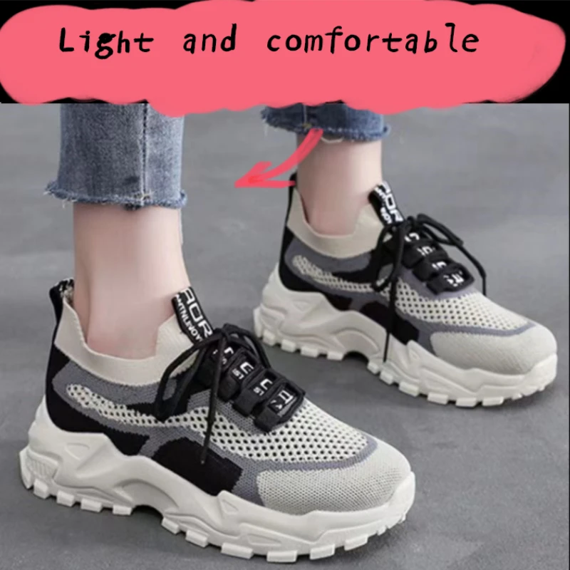 Soft and Comfortable Women's Shoes with Thick Soles Increased New Versatile Sports Shoes  Platform Sneakers  Zapatillas De Mujer