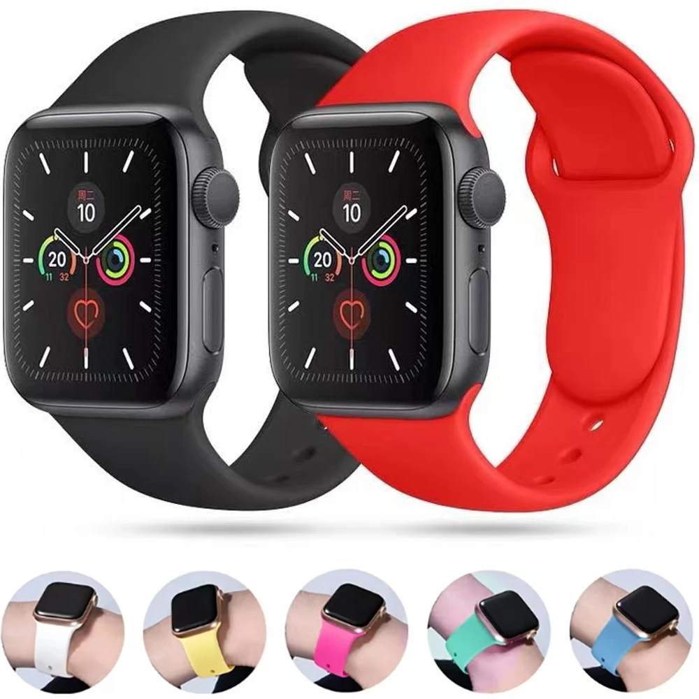 

Silicone Strap for Apple Watch Band 49mm 45mm 41mm 44mm 40mm 42mm 38mm Sports Bracelet Wristband for iWatch Series Ultra 87654SE