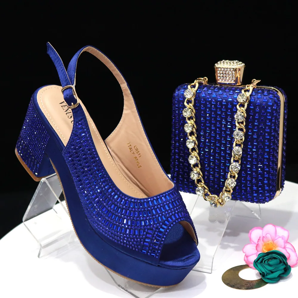 

Doershow Новое поступление, африканская Свадебная модель, синяя Итальянская обувь с подходящими сумками, нигерийская женская модель