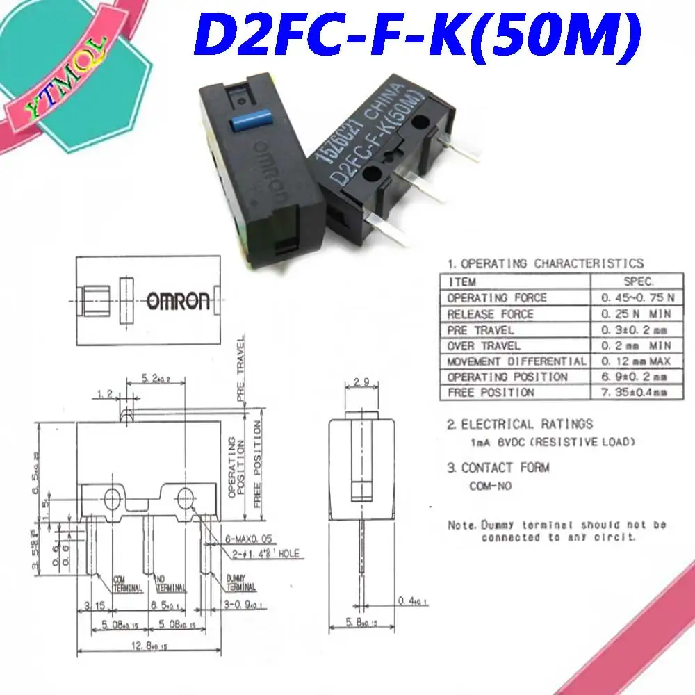 2Pcs For mouse micro switch D2FC-F-7N 10m 20m OF D2FC-F-K(50M) D2F D2F-F D2F-01 D2F-01L D2F-01FL D2F-01F-T D2F-F-3-7 - купить по