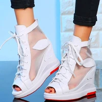 gladiator sandals womens genuine leather open toe high heel platform wedge summer ankle boots oxfords summer shoe