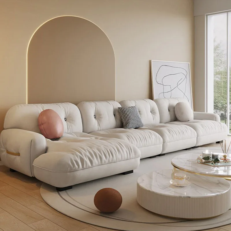 

Nordic Modern Simple Sofa Private Custom Lazy Milk White Technology Cloth Sofa Living Room Cloth Sofa Furniture
