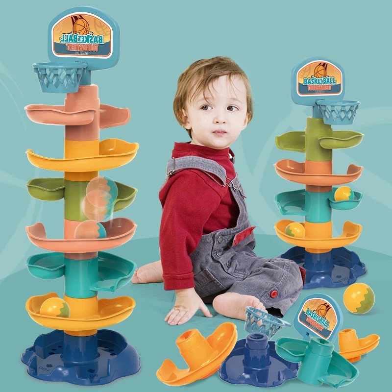 

Montessori Baby Toys 13 24 Months Stacking Blocks Toy Toddler Stack Tower Basketball Balls For Boy 1 Year Old Girl Birthday Gift