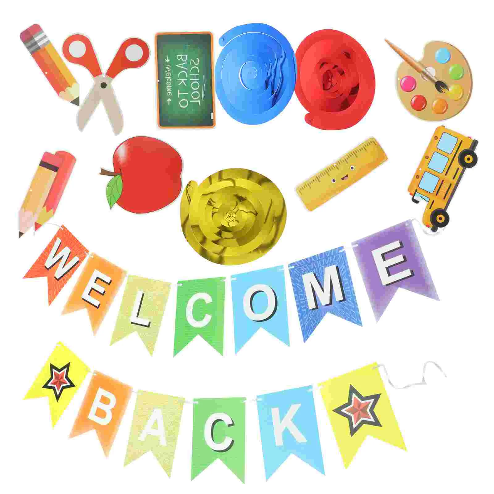 

Flag Banner Gift Welcome School Pull The Returning Banners Back Hanging Decorations Supplies Paper Backdrop