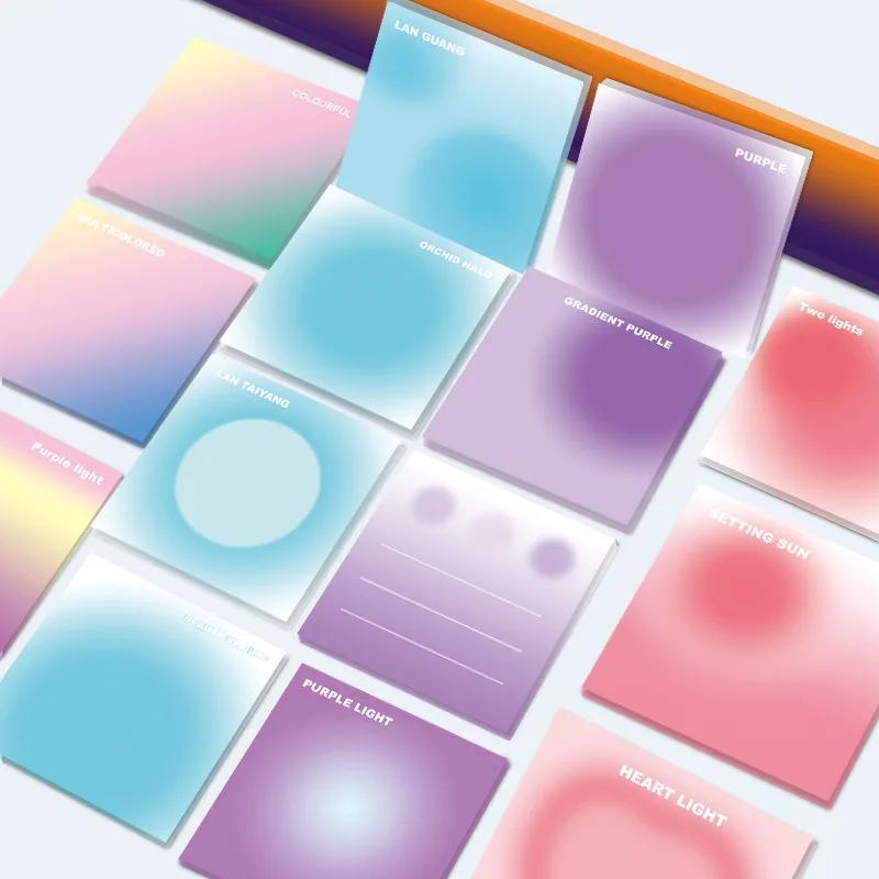 

Memo Pad Gradient Color Sticky Notepad Adhesive Kawaii Memo for Diary Decoration Student Stationery Office School Supplies