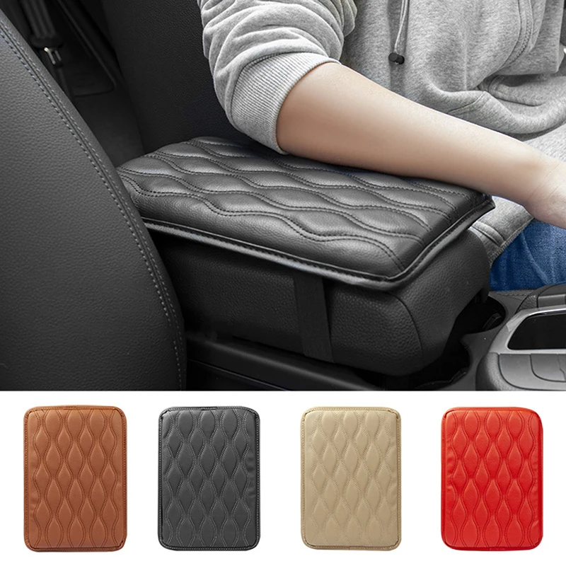 

Universal Center Console Wave Embroider PU Leather Car Armrest Pad Cover Auto Seat Box Protection Cushion Hand Supports