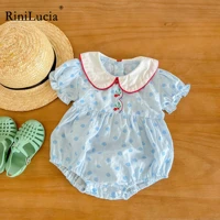 rinilucia baby girl rompers short sleeve romper jumpsuits summer one piece cotton lapel collar newborn baby girl clothes