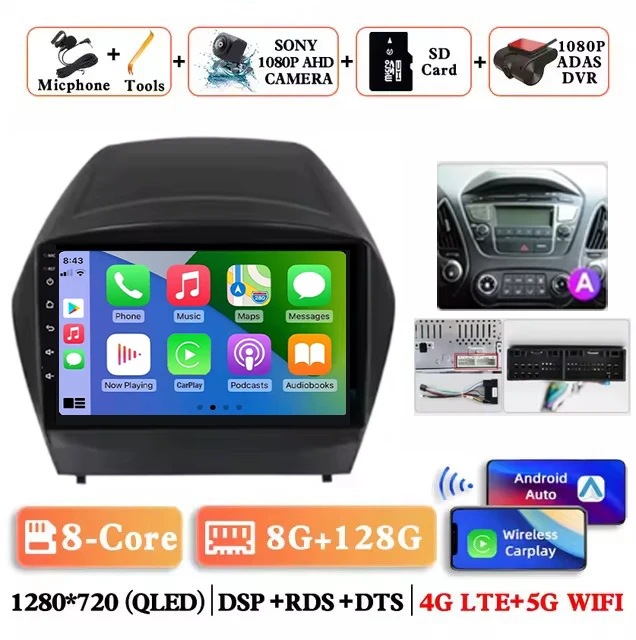 

9 "Для HYUNDAI TUCSON IX35 2009-2013 2014 2015 8 ядер 4G WIFI Android 15 Автомобильный мультимедийный стереоплеер Навигация GPS Радио