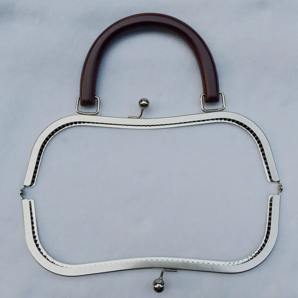 10PCS 27cm Metal Purse Frame Wooden Handle DIY Kiss Clasp Lock for Women Clutch Handmade Handbag Antique Bag Accessories