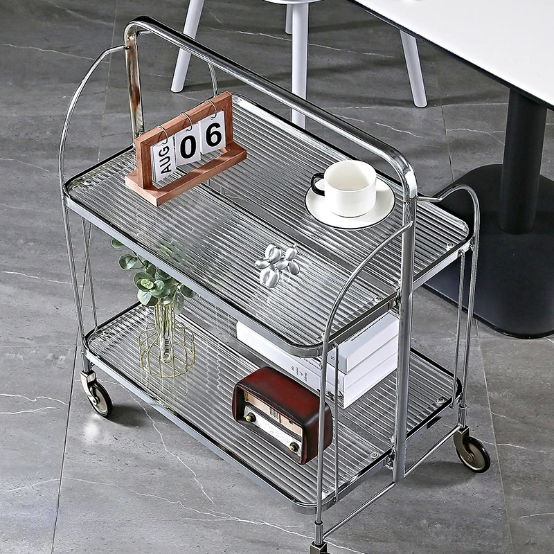 

Net Red Movable Dining Car Bathroom Accessories Medieval Bedroom Glass Trolley Storage Organizer Living Room INS Sofa Kitchen