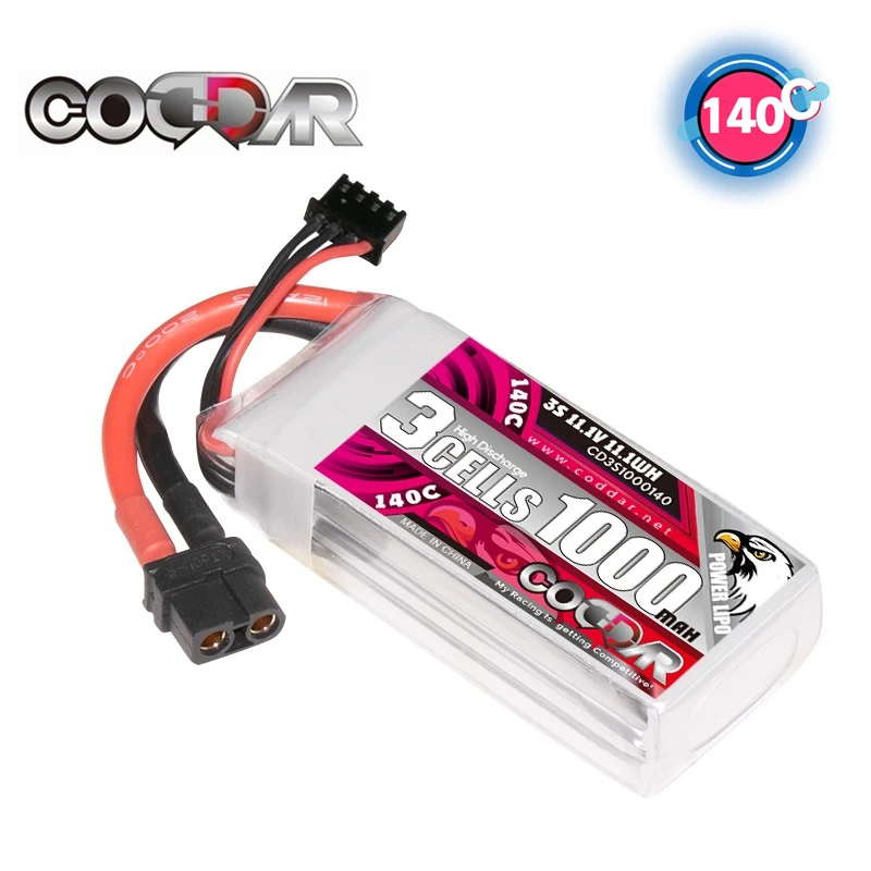

CODDAR 1000mAh 11.1V 140C High Capacity Lipo Battery With XT60 XT90 Plug For FPV Quadcopter RC Helicopter Racing Drone Part 3S