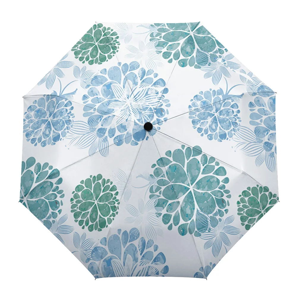 

Flower Pattern Watercolor Print Women Men Rain Umbrella Three Folding Girl Durable Portable Automatic Umbrellas Gift Parasol