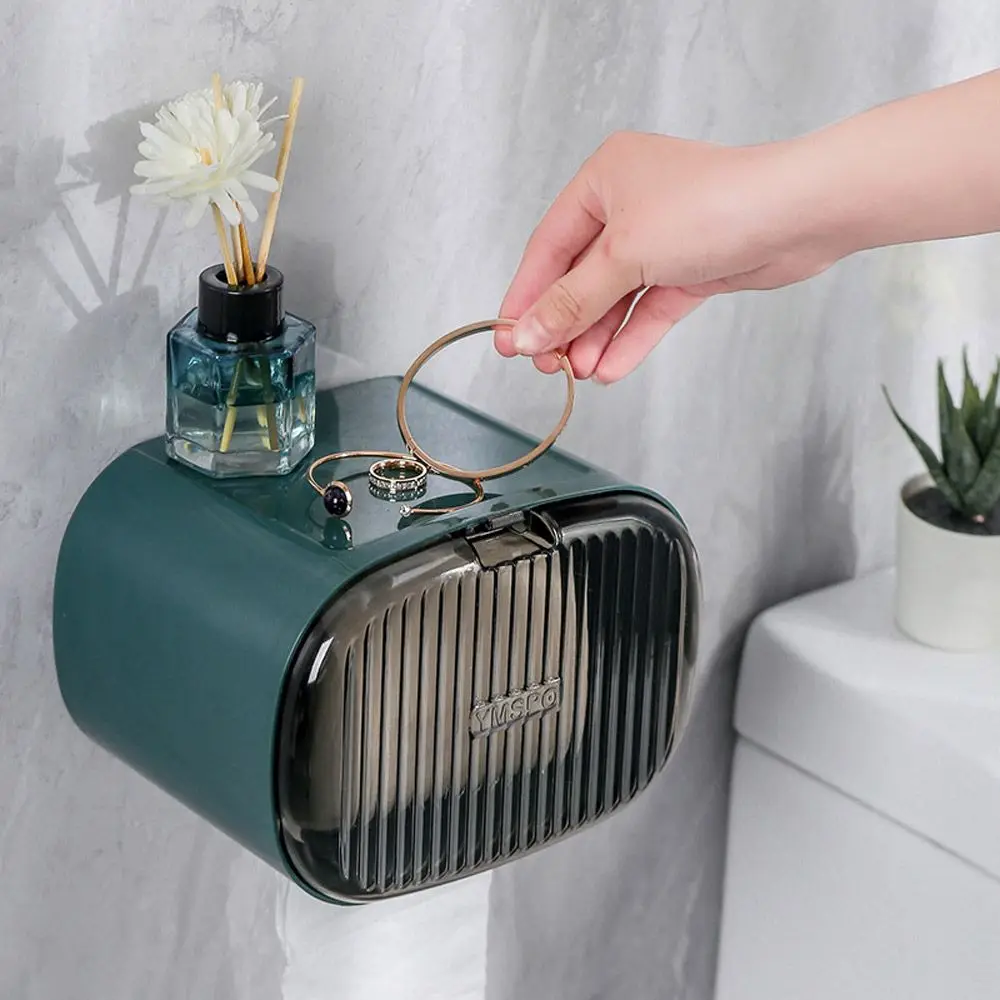 

Waterproof No Punching Wall Mounted Tissue Box Shelf Toilet Paper Holder Roll/Draw Paper Dispenser Storage Rack