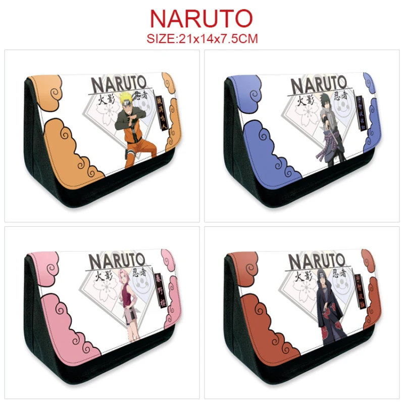 

2023 Naruto Pencil case Anime Uzumaki Naruto Pencil Pouch for Kids Double Layer Large Capacity Pencil bags School Supplies Gift