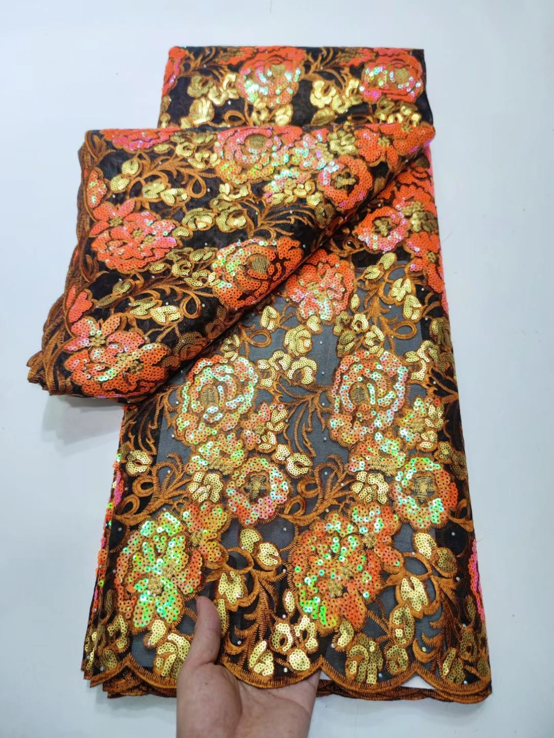 

Новейшее оборчатое Сетчатое кружево с цветными блестками Mukti, французское высококачественное Сетчатое платье для вечеринки или вечернего ...
