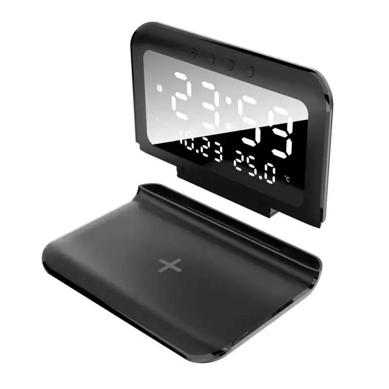 

3 IN 1 Digital Calendar LED Desk Alarm Clock Thermometer 15W Wireless Charger 13 12 11 Pro Max Alarm Clock