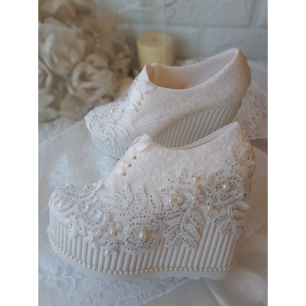 

Dorlie Women White Convers High can Fill Bridal Ayakkabisi 71007
