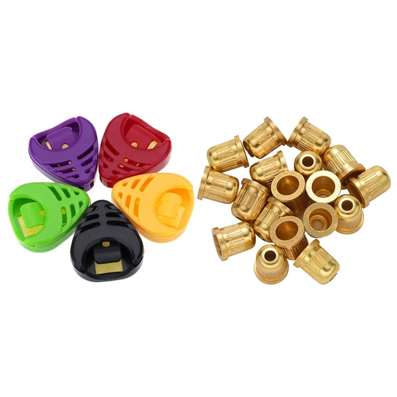 

5 шт. Plactic в форме сердца гитарные ранцы и 18 шт. струнных наконечников для электрической гитары (золото)