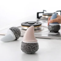creative shark kitchen with handle dishwashing wire ball brush pot cleaning ball brush stainless steel cleaning ball wok brush