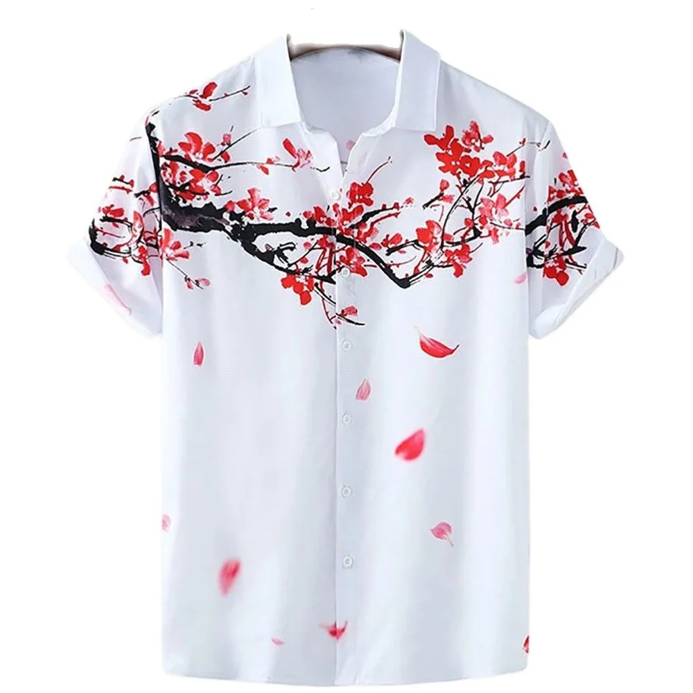 

2023 Summer Men's Floral Cinese Style Sirt Sort Sleeve awaiian Sirts For Men Plus Size Quick Dry Tops Tee Sirt Man Camisa