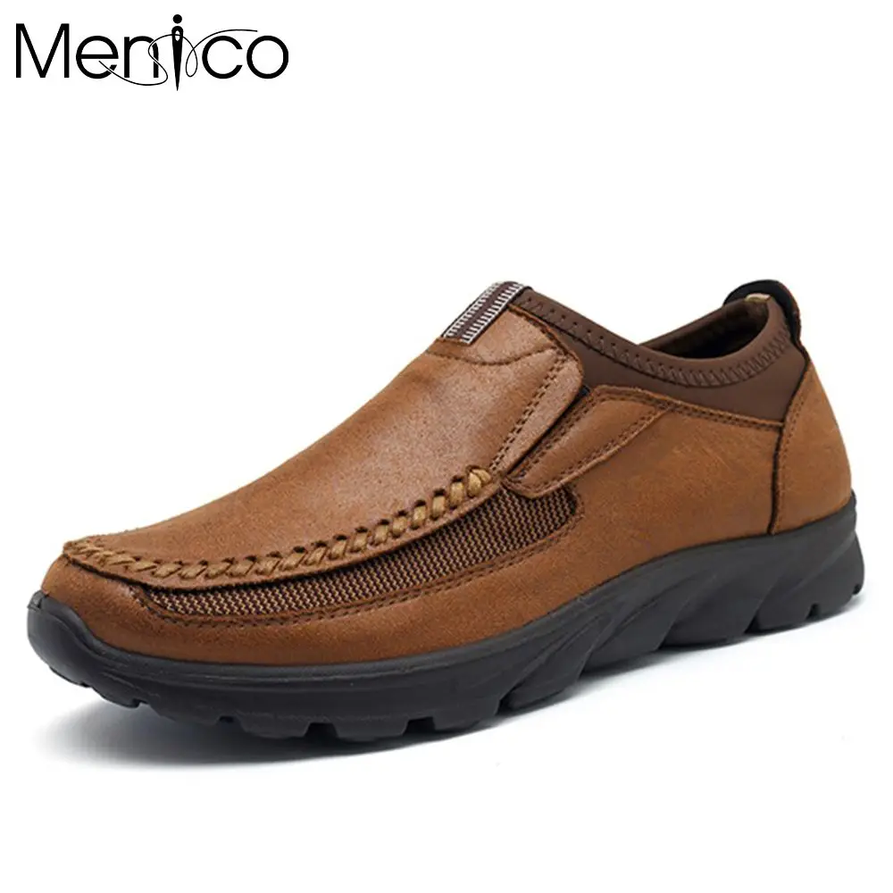 

Мужские кожаные лоферы без застежки Menico, дышащие Нескользящие повседневные деловые мокасины для работы, 2022