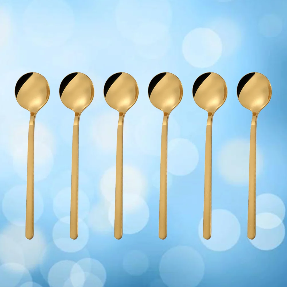 

Spoon Handle Spoons Stirring Tea Cocktail Coffee Round Steel Stainless Mini Cream Ice Iced Mixing Bar Latte Teaspoon Dessert